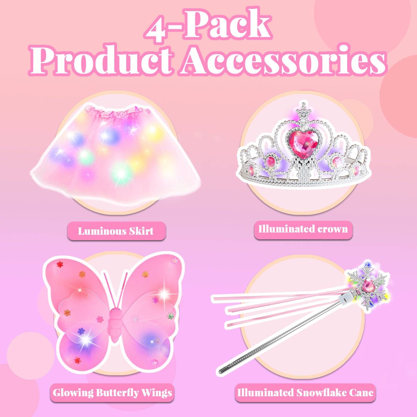 Style-Carry Princess Toys for Toddler Girls 3 4 5 6 Year Old, Princess Dress Up for Girls 3-6, Light Up Butterfly Wings Toddler Toys Age 2 3 4 5 Girls