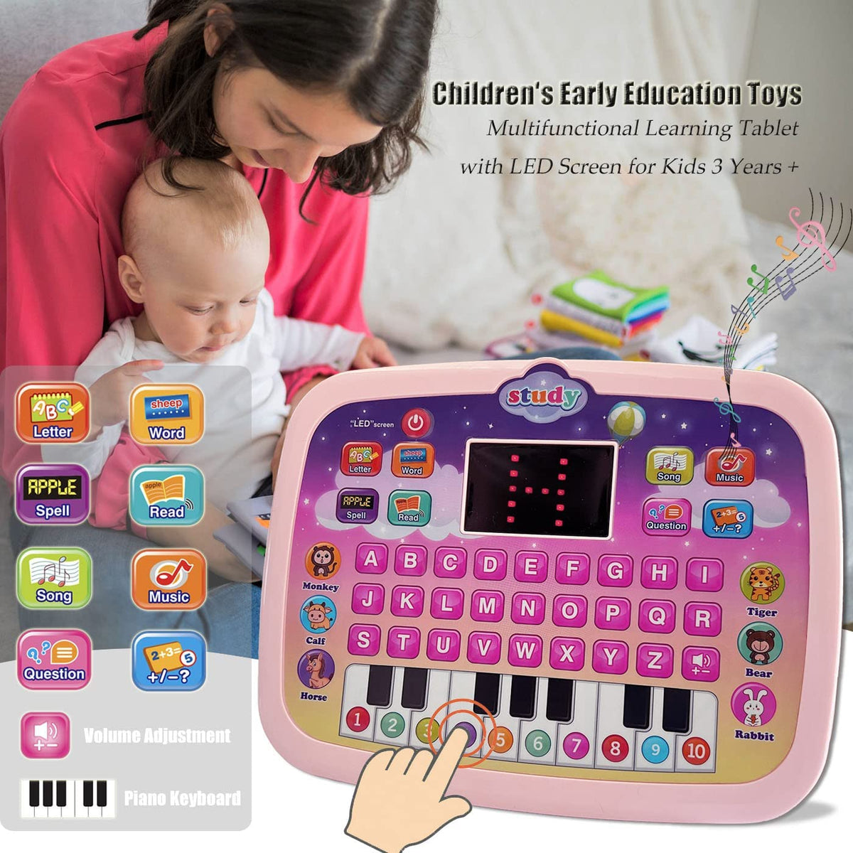 Style-Carry Tablet Toy for Toddlers 1-3, Preschool Learning Toys for Toddler 2 3 4 5 Year Old Boys Girls, Educational Toys for Girls Boys Age 2-5 Year Old