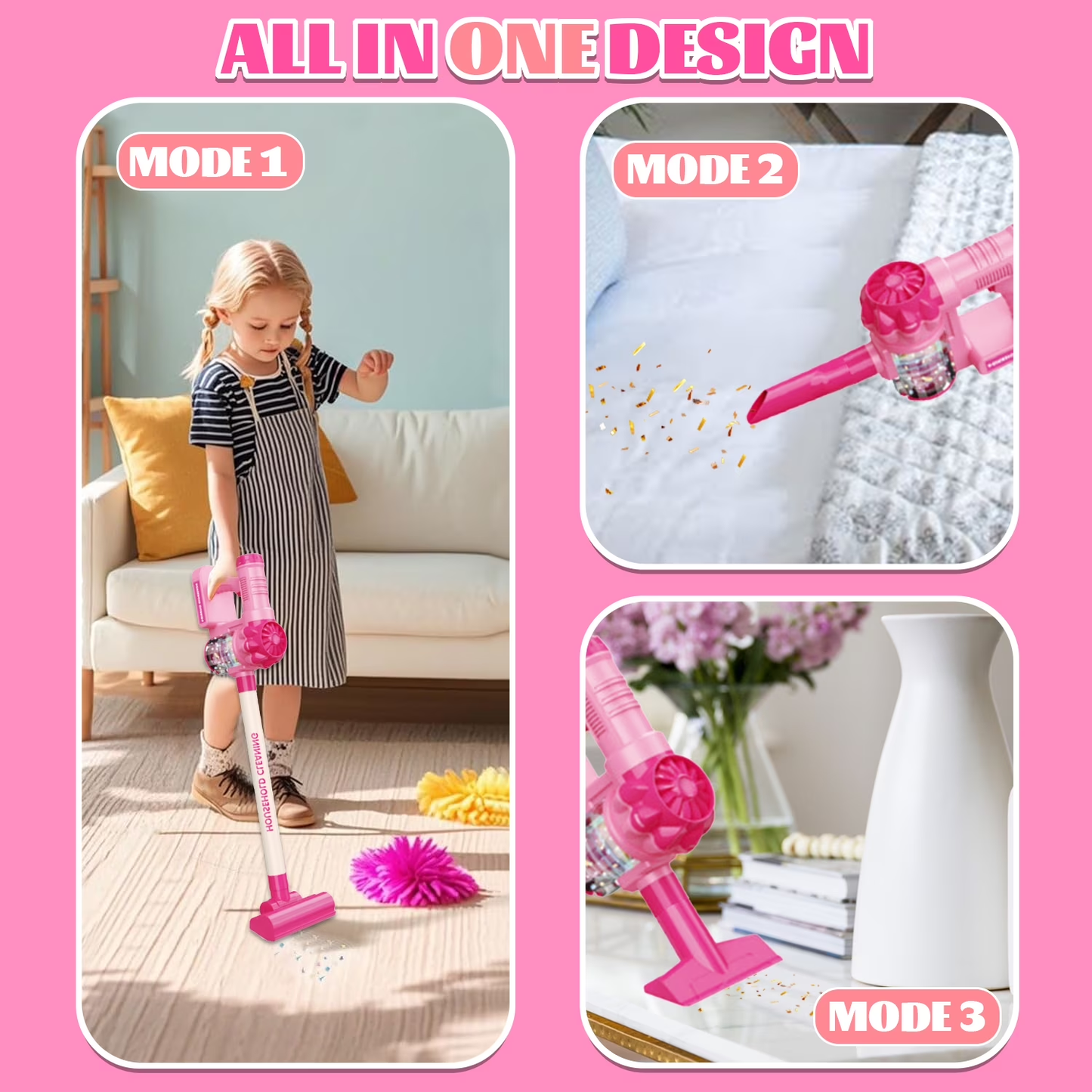 Kids Vacuum Toys, Pretend Home Cleaning Play Set for Toddlers Age 3-5, Christmas Birthday Gifts for Girls 3 4 5