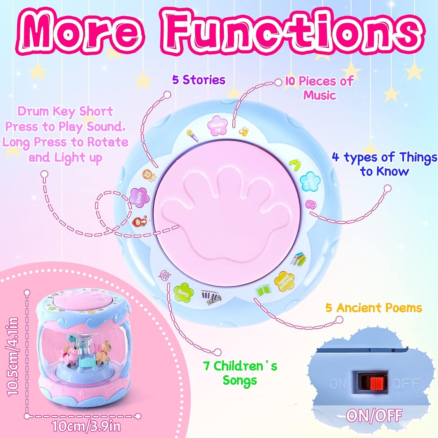 Toddler Toy for 1 Year Old Girl - Rotating Light up Musical Toy - Musical Learning Toys for Baby 6 to 12 Months - Birthday Gifts for Kid 1 2 Years Old