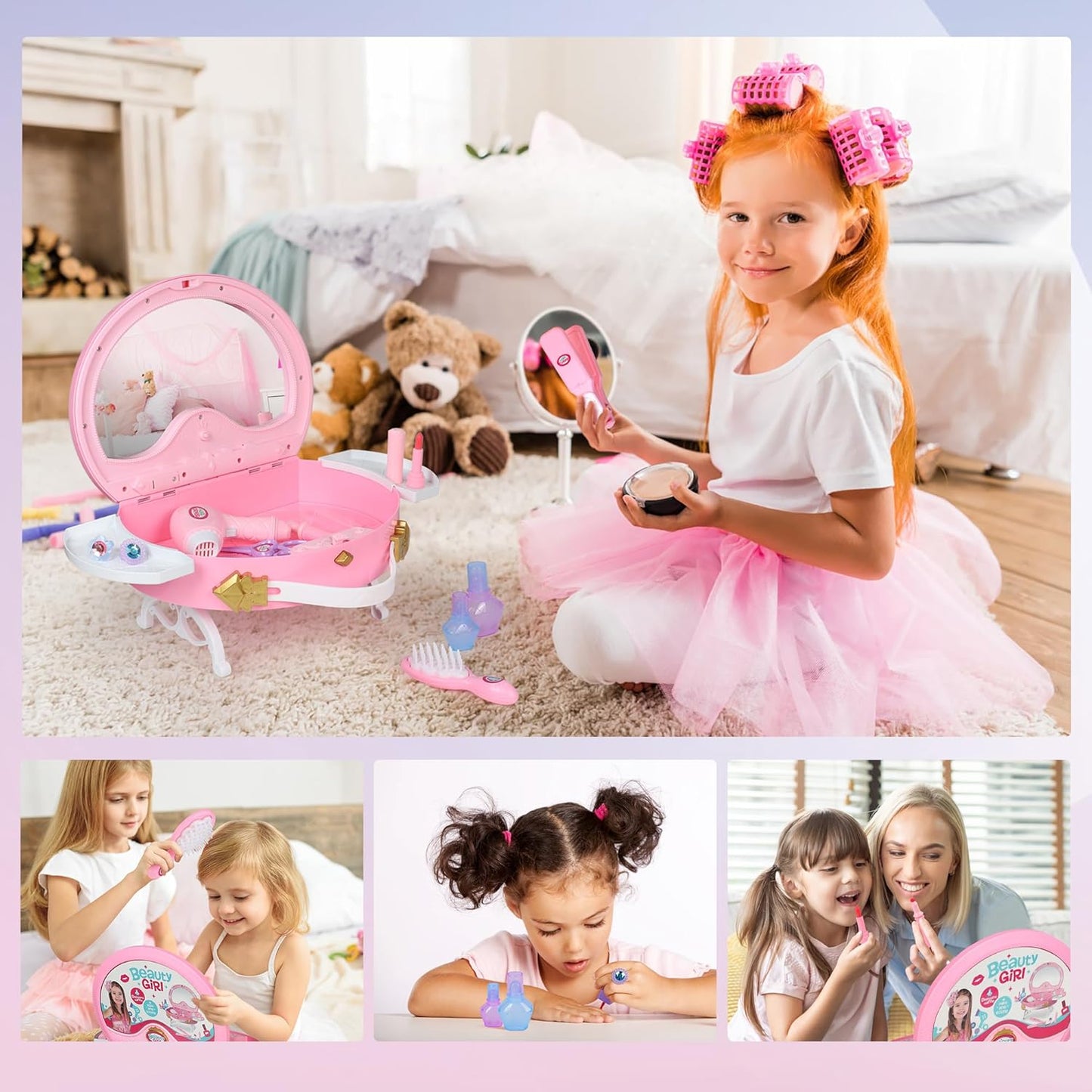 Pretend Play Vanity Set Kids Toys for Girls 3 4 5 6 Year Old, Princess Kids Toys for Girls 3-6 Years
