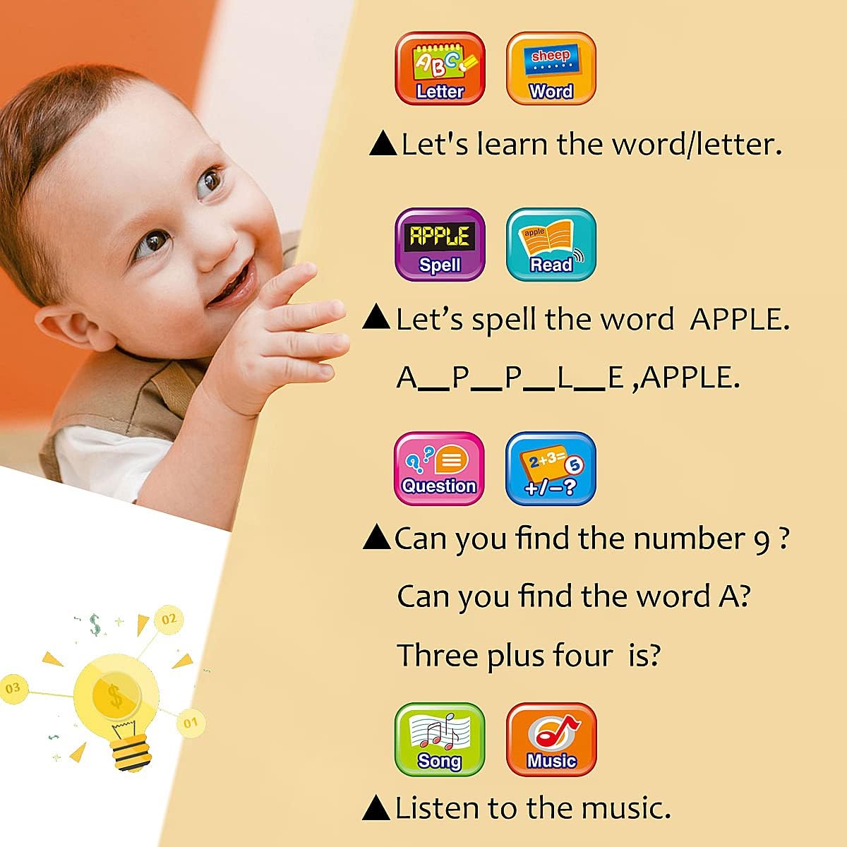 Tablet Toy for Toddlers 1-3, Preschool Learning Toys for Toddler 2 3 4 5 Year Old Boys Girls, Educational Toys for Girls Boys Age 2-5 Year Old