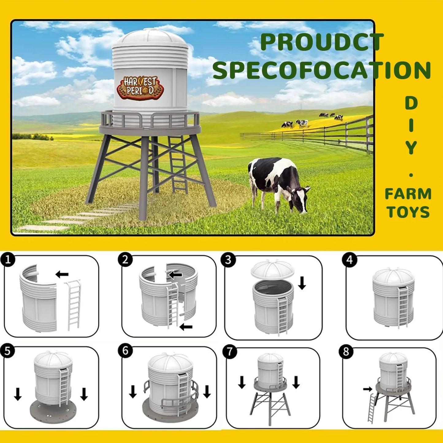 Farm Animal Tractor Toys, Barn Toy Combine Harvester Tractor, Car Toy for 3 year old Boys, Tractor Toys for Boys 3-6 years