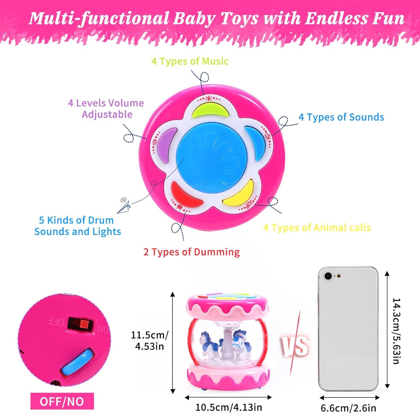Style-Carry Baby Toys 6 to 12 Months, Musical Learning Infant Toys 12-18 Months - Rotating Light up Baby Music Crawling Toys Educational Toy for Girls