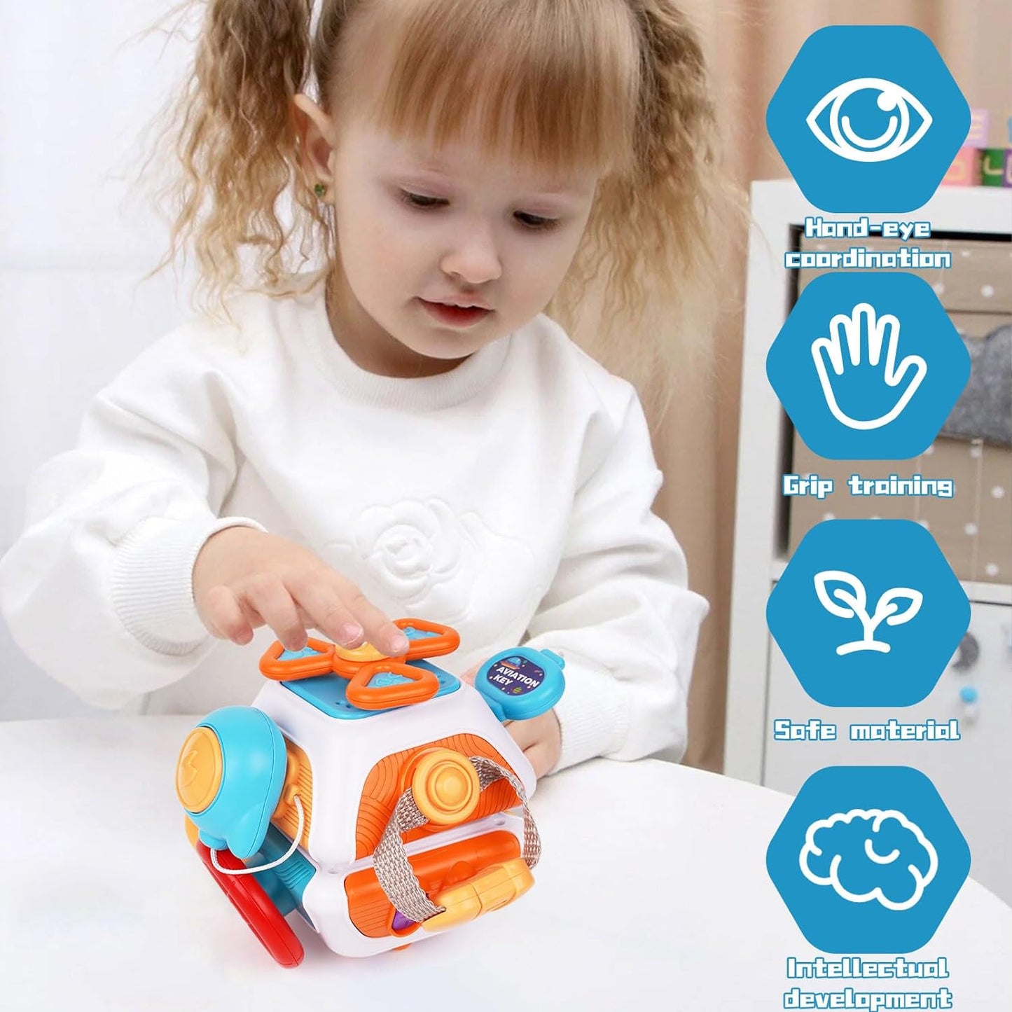 Style-Carry Montessori Sensory Toys, Busy Cube, Toy for Toddlers 1-3, Learning Educational Toys for 1 2 3 Year Old Boys Girls