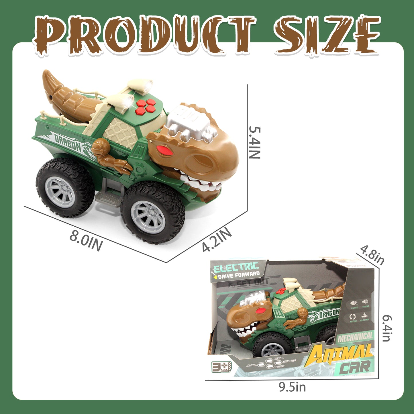 Dinosaur Truck Toy, Car Toys for Boy 3-6 Years, Lights Up Toy Truck for Toddlers 3 4 5 6 Years Old, Birthday Gift for Kids
