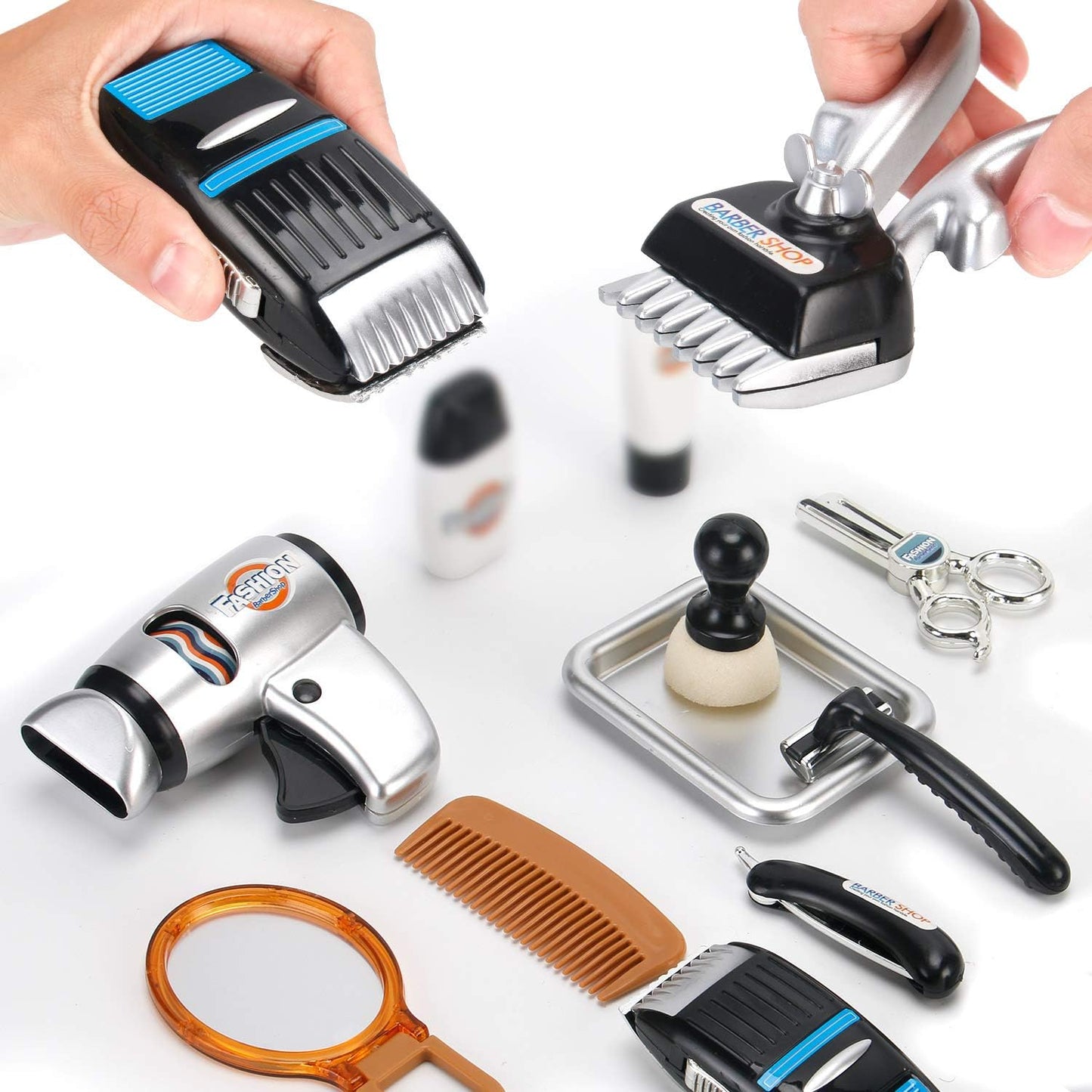 Style-Carry Pretend Play Shaving and Grooming Kit for Kid, Toys for 3-6 Years Boys, Makeup Barber Set with Storage Box, Christmas Birthday Gift for Boys 3 4 5 6 7 Year Old