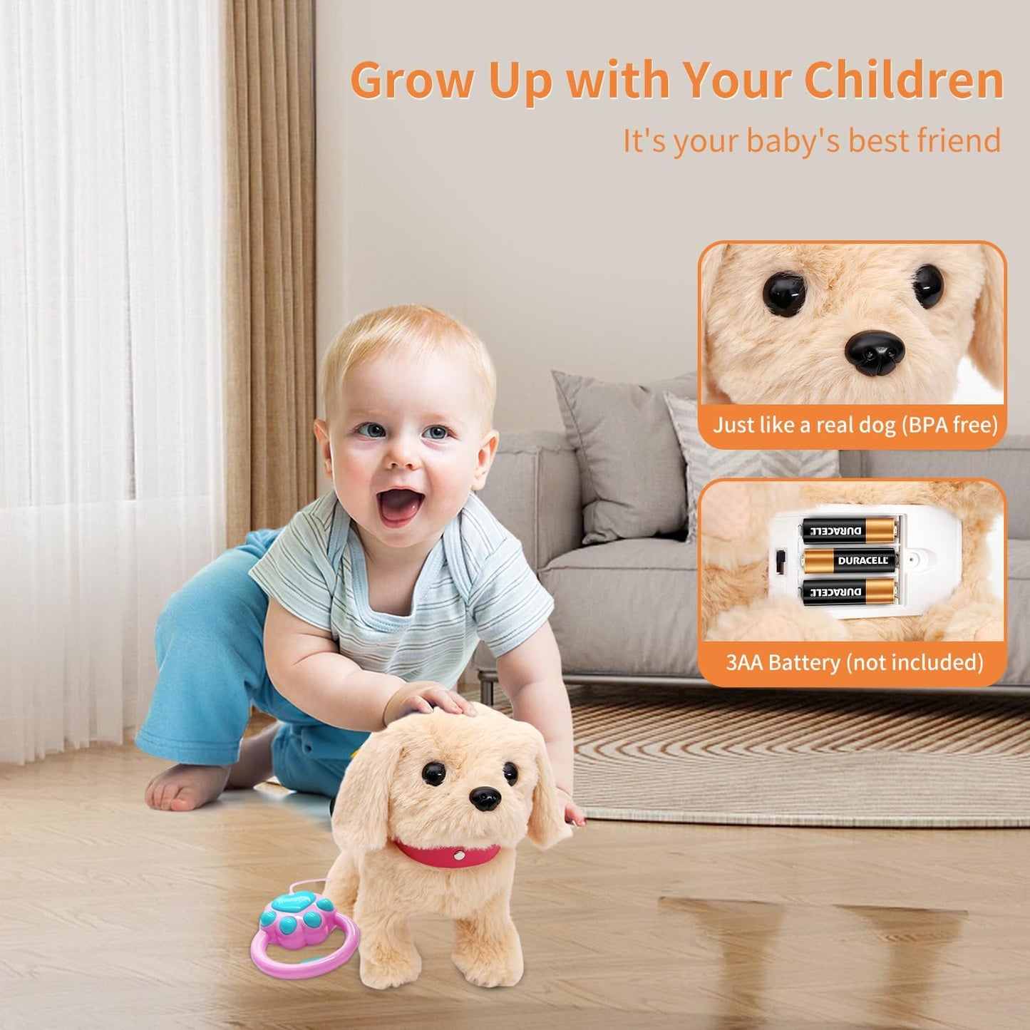 Walking Dog Toy, Walking Plush Toys for Toddler Girls, Birthday Gifts for 1 2 3 Year Old Girls