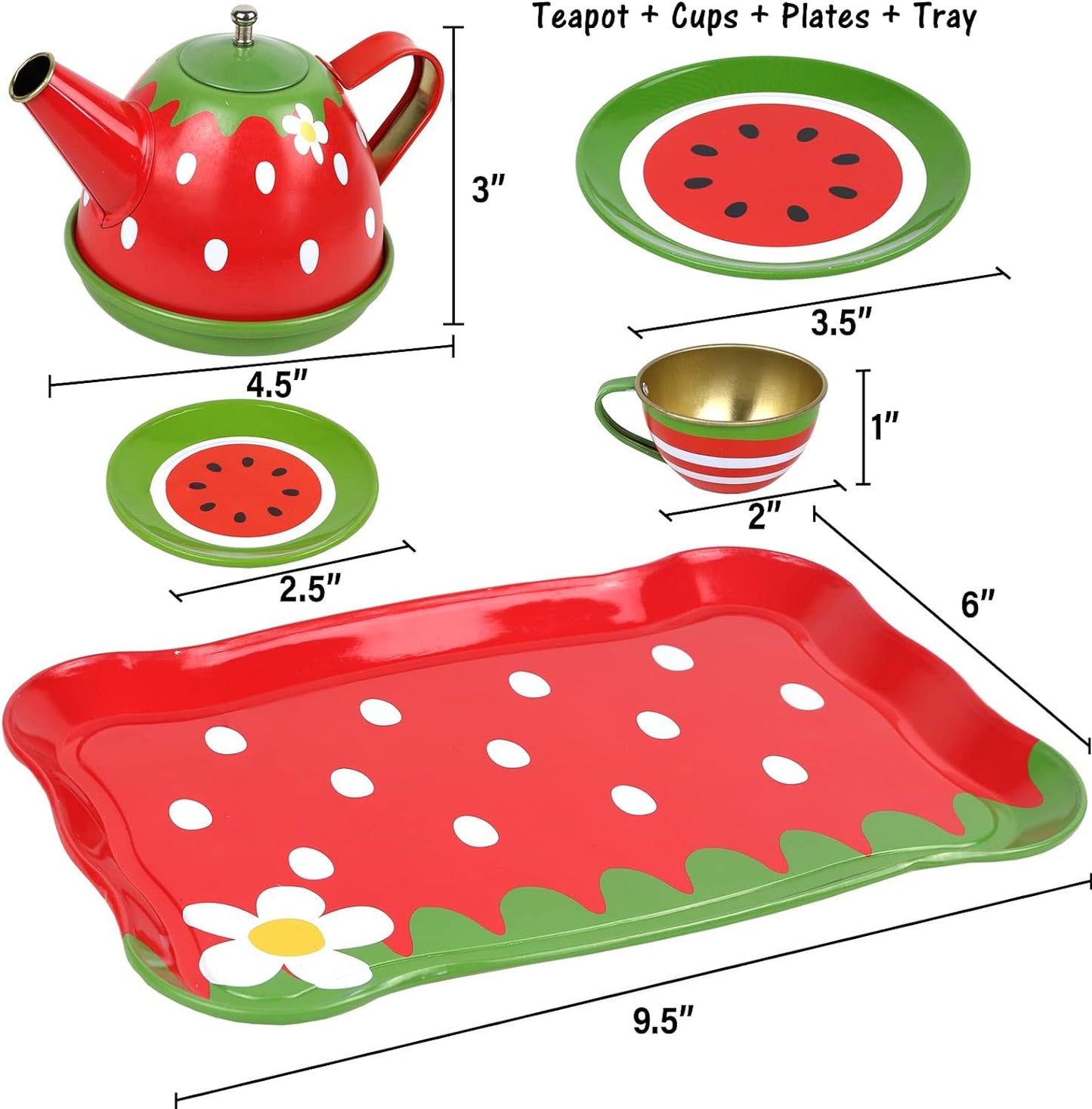 Style-Carry Kids Tea Set for Little Girls, Princess Tea Party Set for Toddlers Flower Design Toy Tea Set, Pretend Play Toys for Girls 3 4 5 6 Year Old Toddlers (Fruit)