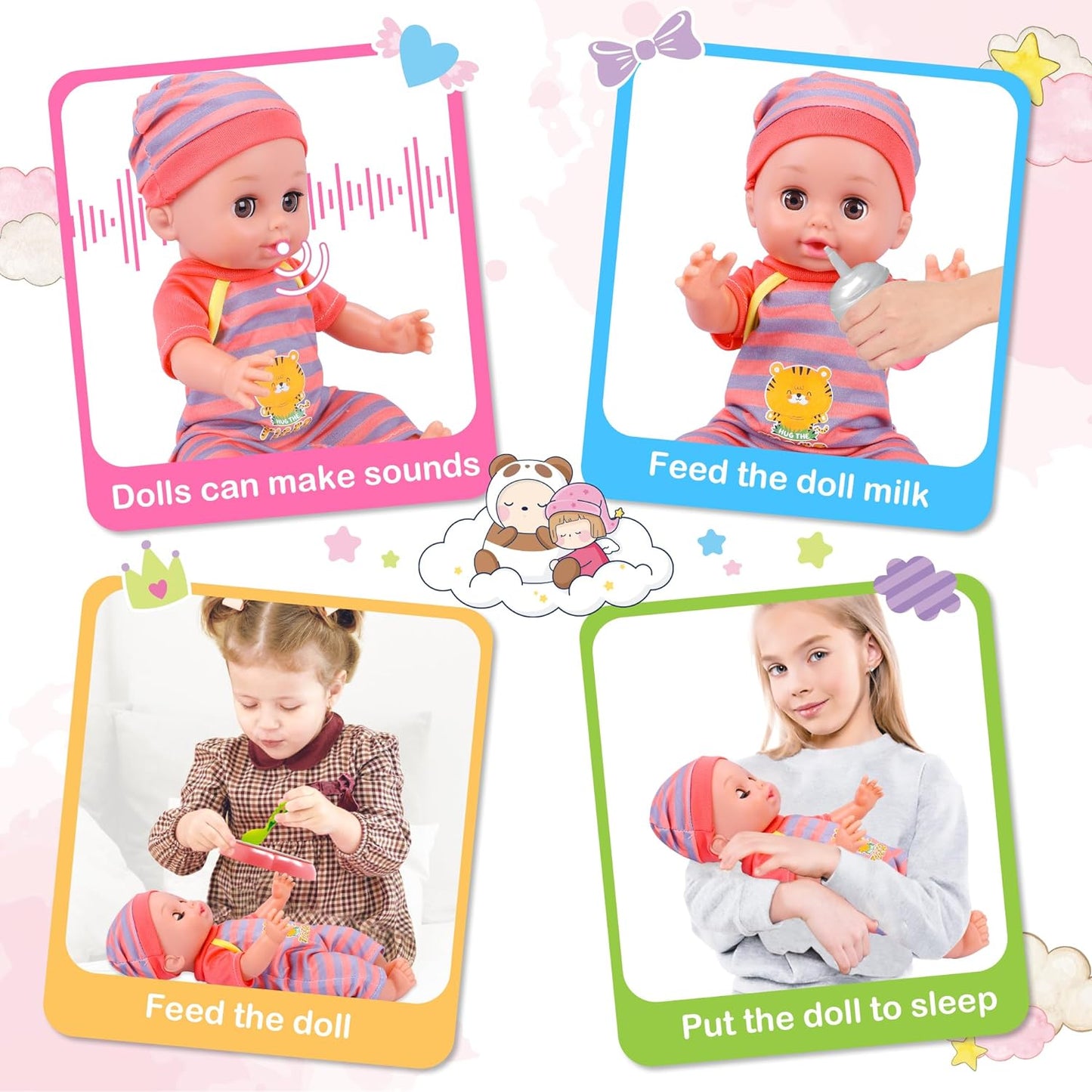 Baby Care Doll Toys Set Toy Set for Girls 2 3 4 5 Year Old, Pretend Play Toddler Toys, Birthday Gifts for Age 3-5 Years Girls