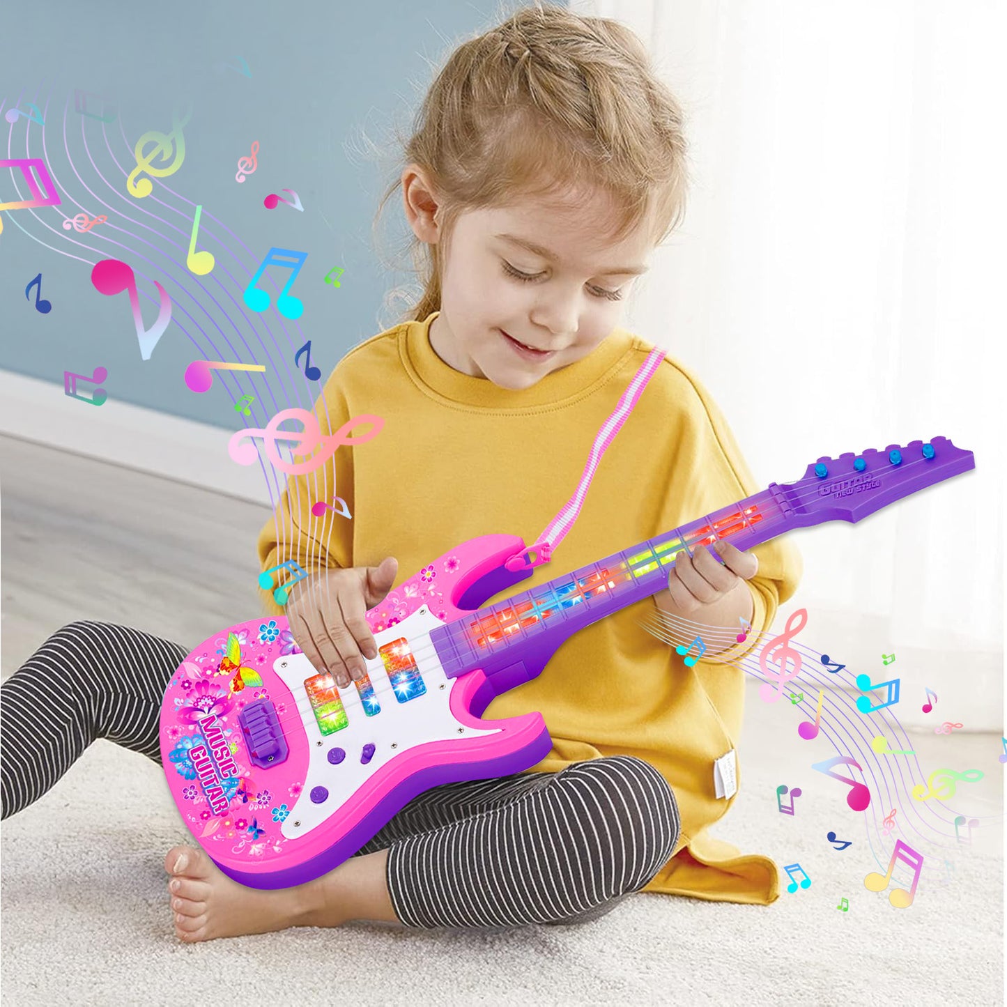 Guitar Toys for Girls 3-6 Years, Musical Instruments for Kids Ages 3+ Years, Toddler Girls Toys 3 4 5 6 Year Old