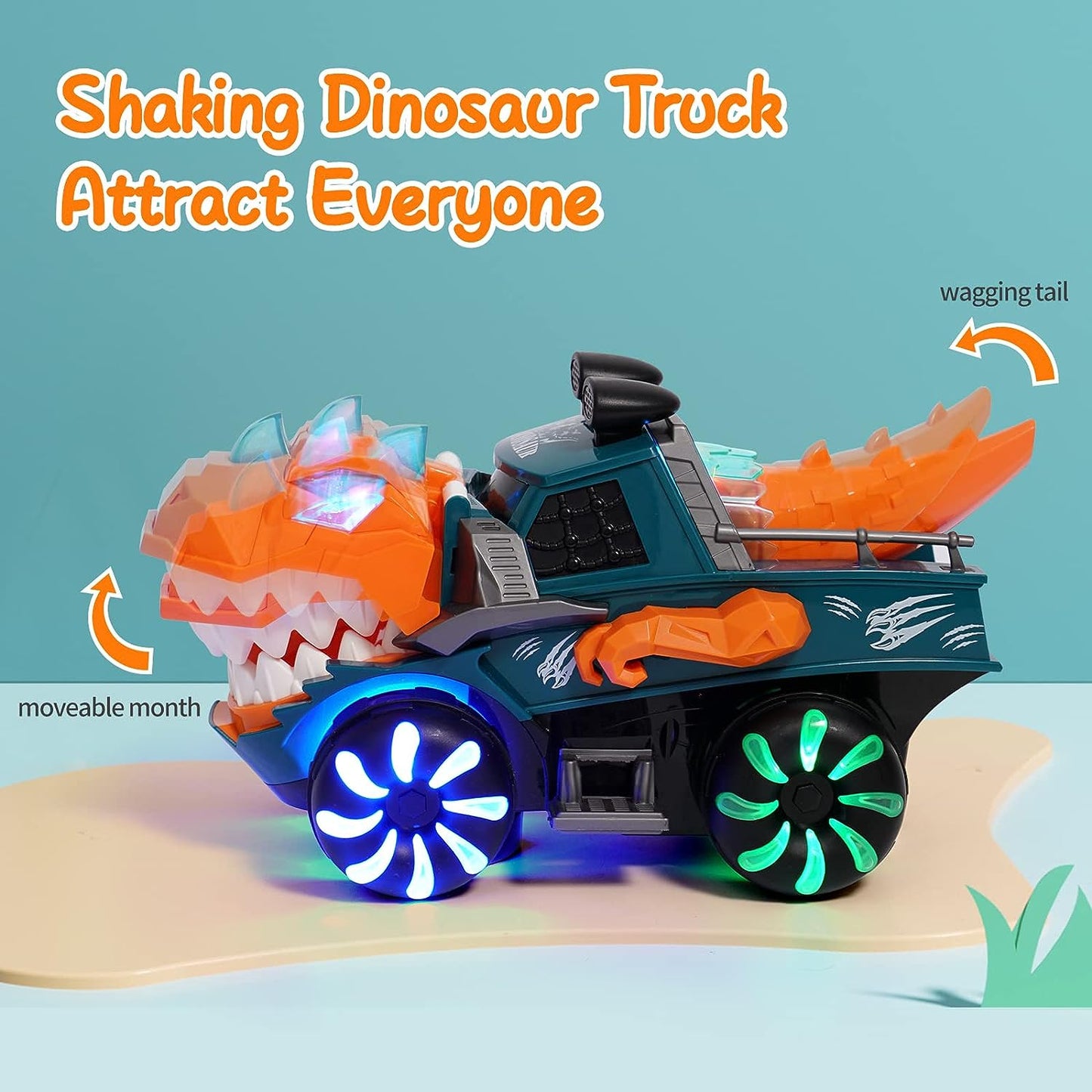 Monster Truck with Flashing Lights Music Roaring Sound, Dinosaur Car Toys for 3 4 5 6 Year Old Boys