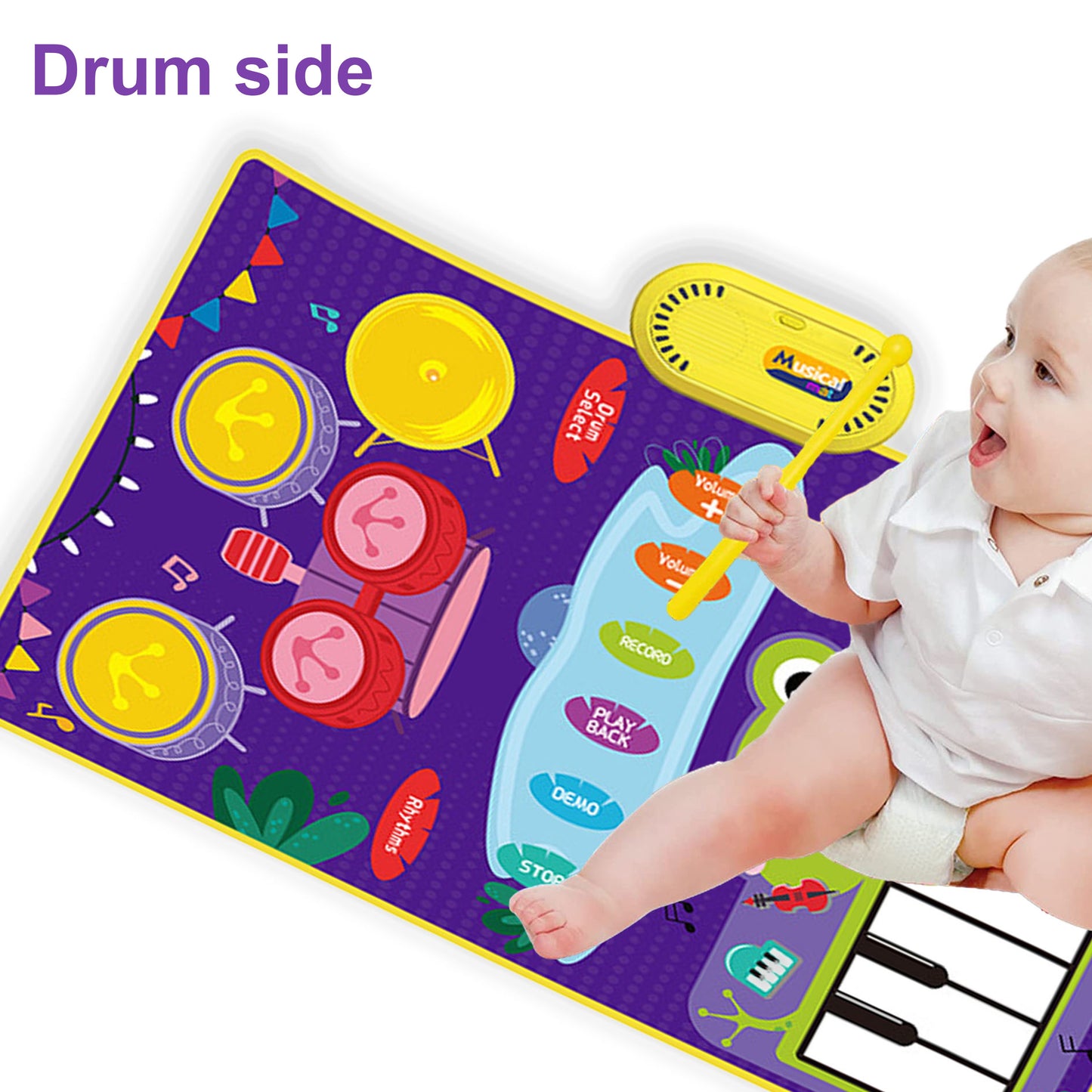 Style-Carry 2 in 1 Musical Mat for Toddlers 1-3, Piano Keyboard & Drum Mat, Musical Play Mat Toddler Toys Age 1-2, Baby Learning Toys for 1 Year Old Birthday Gifts for 1 2 3 Year Old Girls