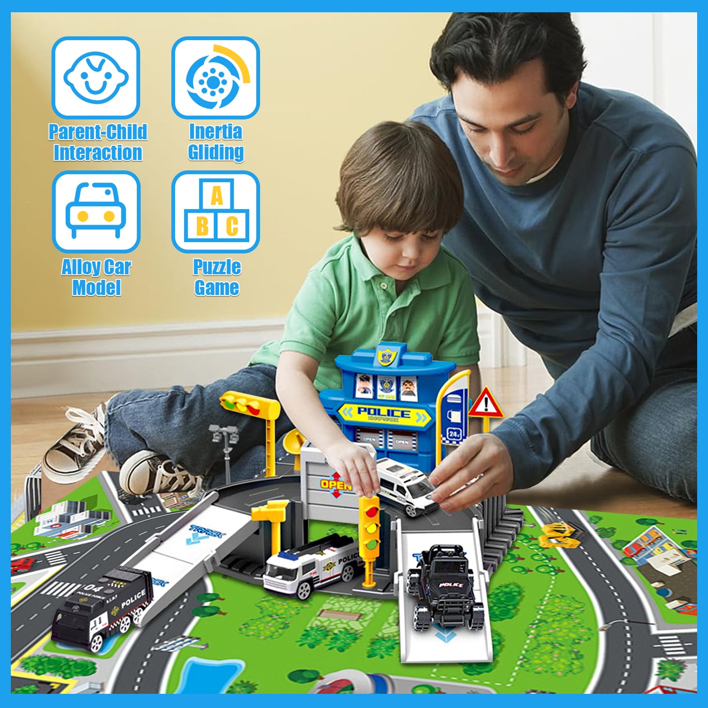 Kids Police Rescue Truck Car Toy, Toddler Toys for 3 4 5 6 Years Old Boys, Birthday Gifts for Boys Toys 3-6 Years