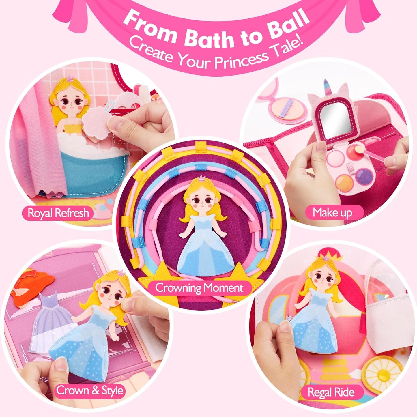 Busy Board Princess Toy for Toddlers 1-3, Montessori Toys for 1 2 3 4 Year Old Girls, Preschool Learning Toy for Kids Girls 2-4