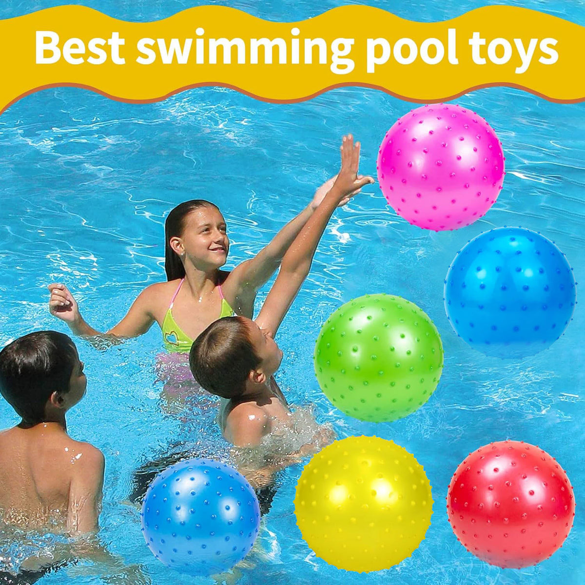 8 Pack Knobby Sensory Balls for Toddlers 1-3, Bouncy Balls for Indoor Outdoor Sport Toys Beach Ball with Pump
