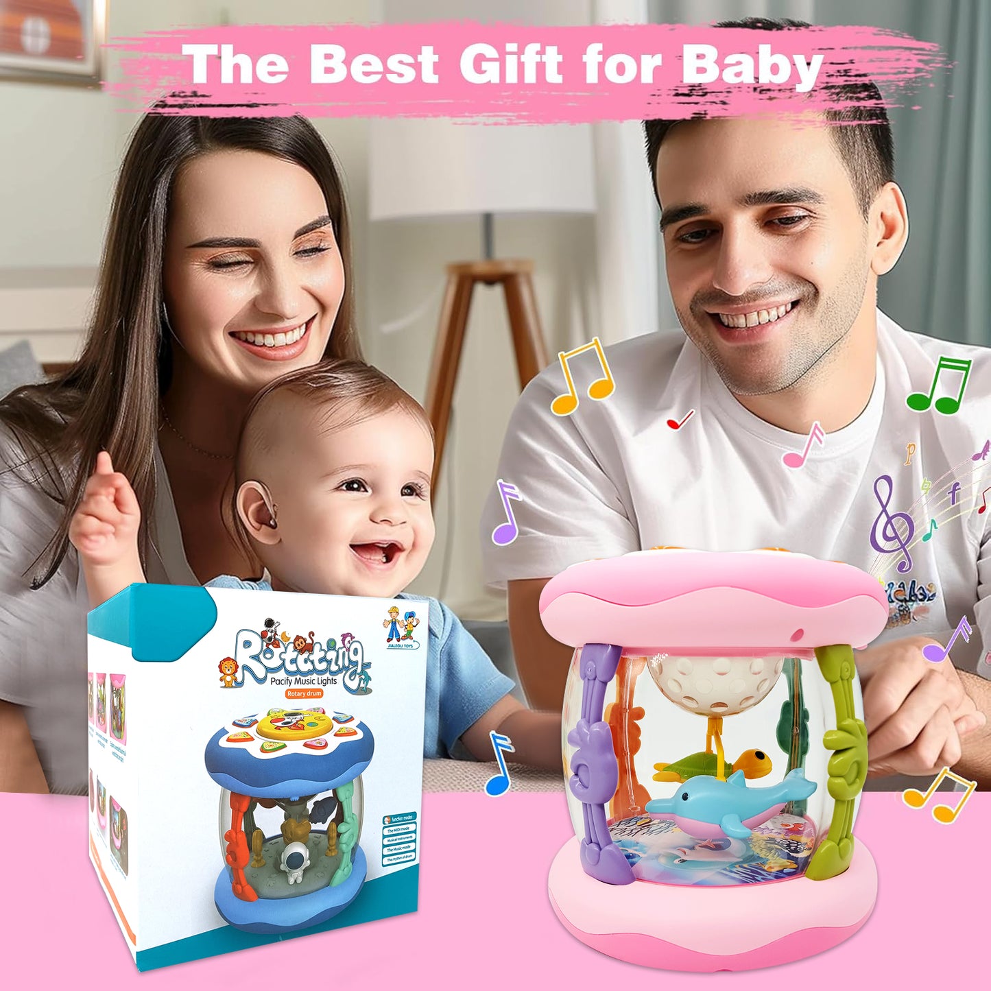 Toys for 1 Year Old Girls - Ocean Rotating Light Up Toy - Crawling Learning Toy for 2 Year Old Toddlers - 6 to 12 Months Baby Birthday Christmas Gifts