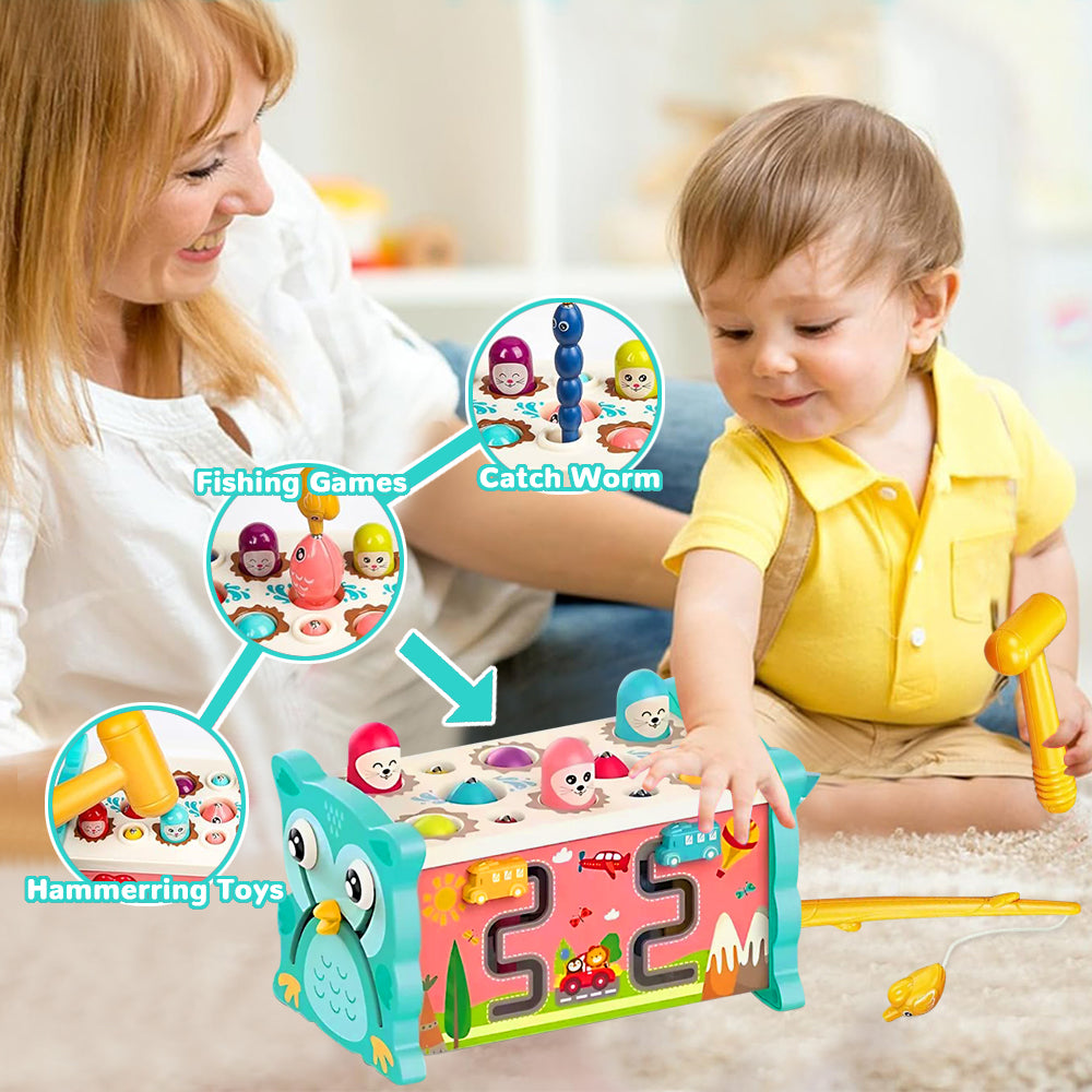 Baby Toys for 12-24 Months, Wooden Hammering Pounding Toy for Toddlers 1-3, Montessori Early Development Toys, Learning Educational Toys for 1 2 3 Year Old Boys Girls