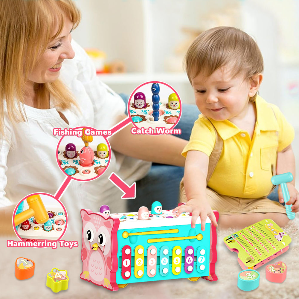 Baby Toys for 12 24 Months, Wooden Hammering Pounding Toy for Toddlers 1-3, Montessori Early Development Toys, Learning Toys for 1 2 3 Year Old Girls Boys