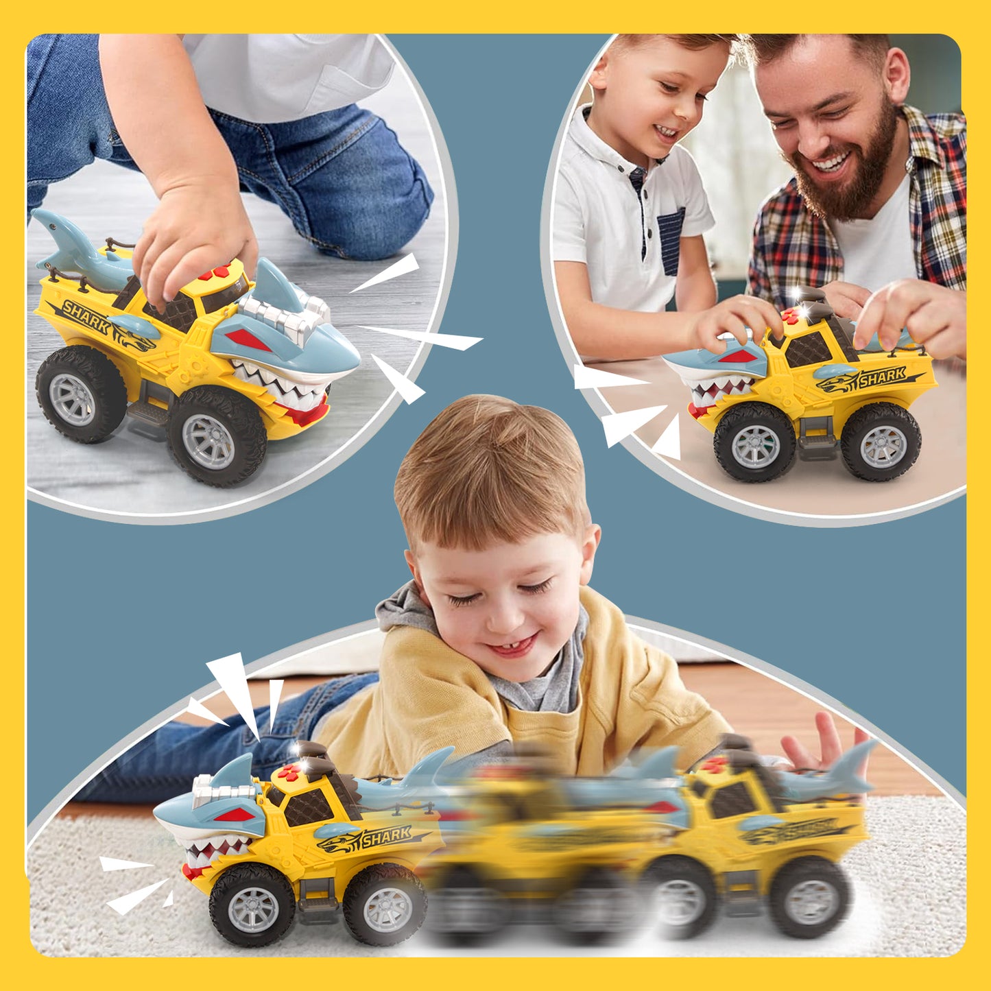 Shark Truck Toy, Car Toys for Boy 3-6 Years, Lights Up Toy Truck for Toddler 2 3 4 5 6 Years Old, Birthday Gift for Kids