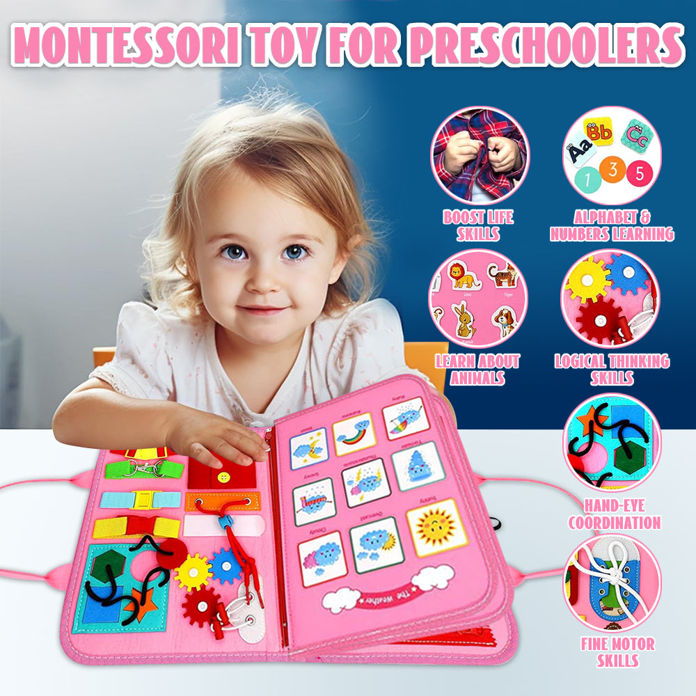 Learning Toys for 1 2 3 4 Years Old, Montessori Busy Board Toy for Toddlers 1-3, Birthday Gift Toys for 2 3 4 5 Girls Boys
