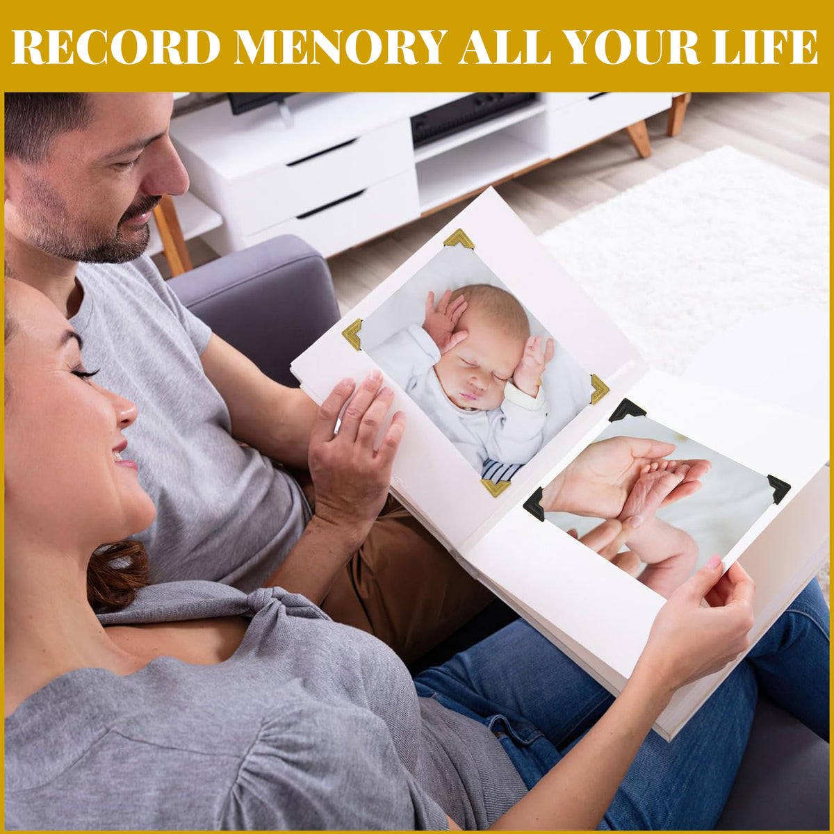 720 Pcs Self-Adhesive Photo Mounting Corners, Black and Gold Picture Corner Stickers for DIY Craft Scrapbook Album Decor Supplies