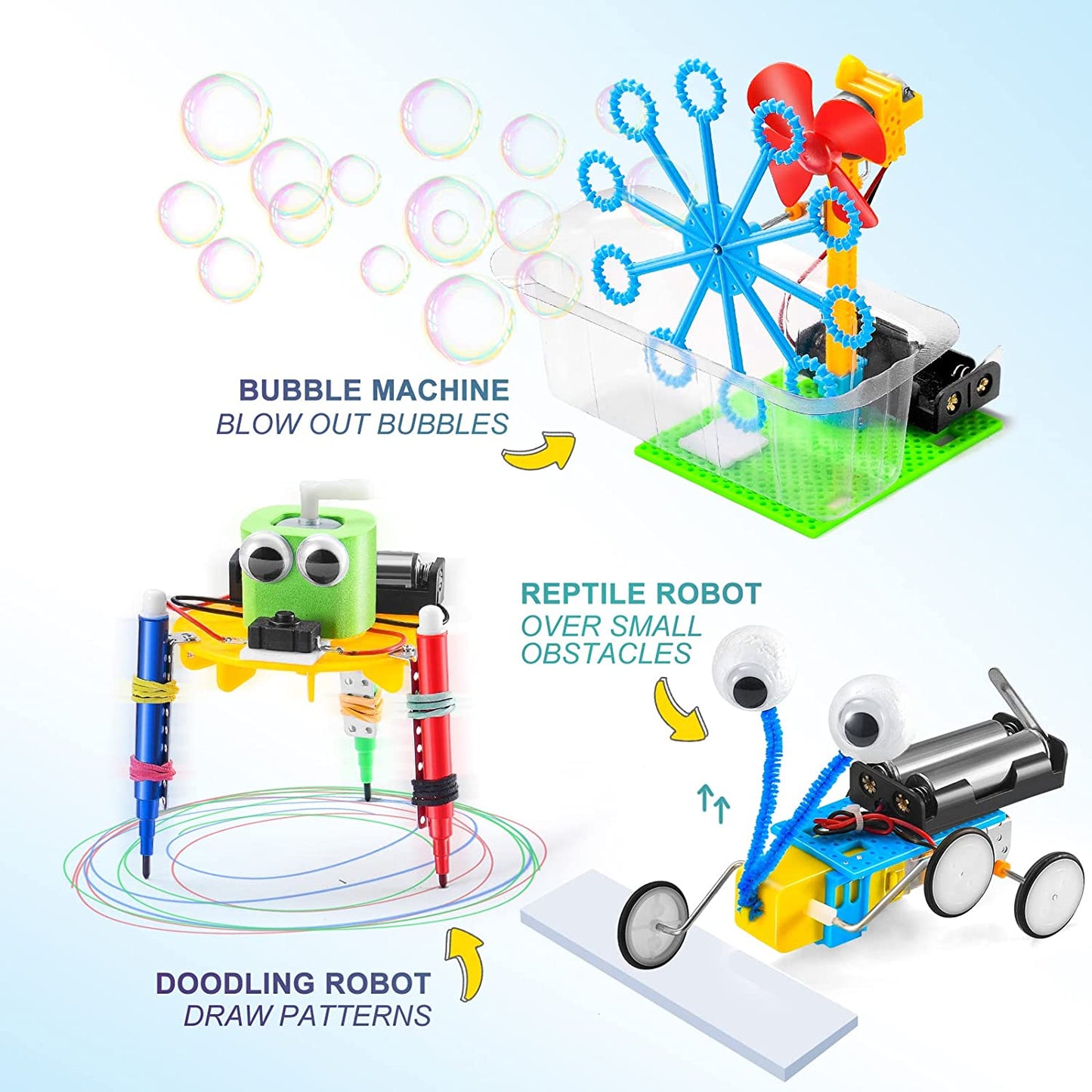 STEM Robotics Kit, 6 Set Electronic Science Experiments Projects for Kids, Boys Toys Ages 7 8 9 10 11 12 Years Old, Physics stimulated, DIY Engineering Robotic Building Kits for Boys