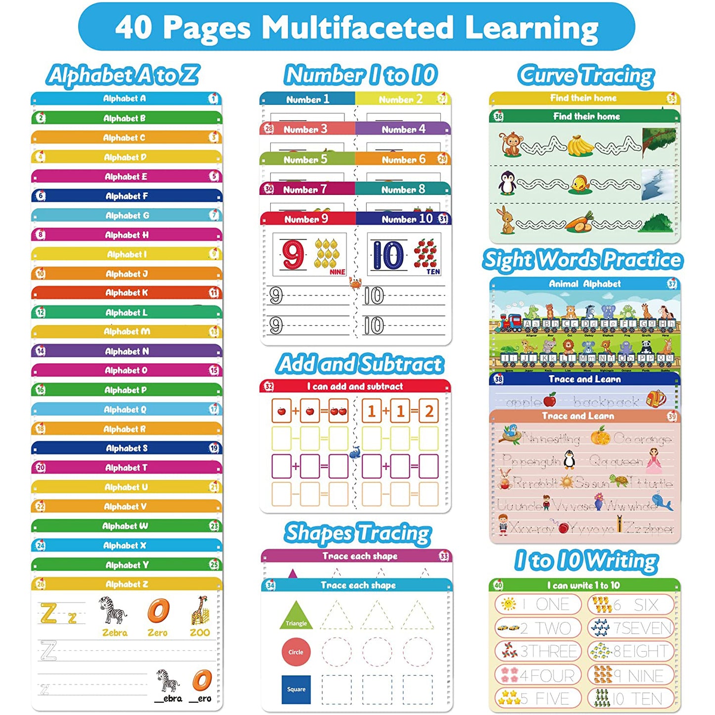 Handwriting Practice Book for Kids, Toddlers Preschool Educational Learning Toys for Girls Boys 3-6 Years