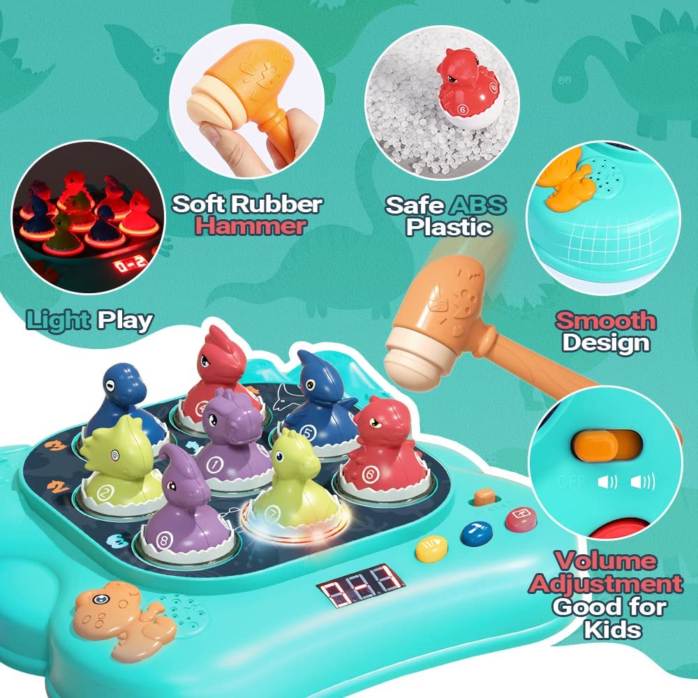 Whack A Dinosaur Game, Toys for Toddlers,  Learning Educational Toys for 1 2 3 4 5 6 Years Old Boys Girls