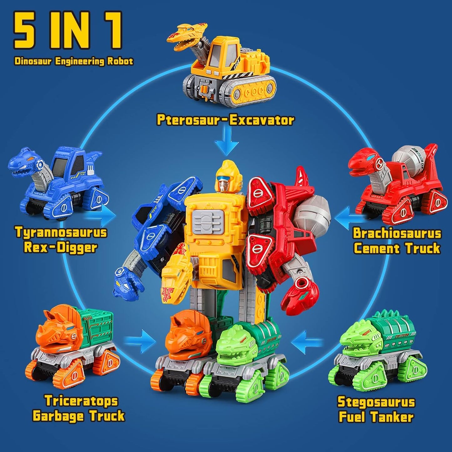 Dinosaur Transforming Toys for 4-6 Years Old Boys, Transform Action Figures Robot Toys for 3 4 5 6 Year Old Boys