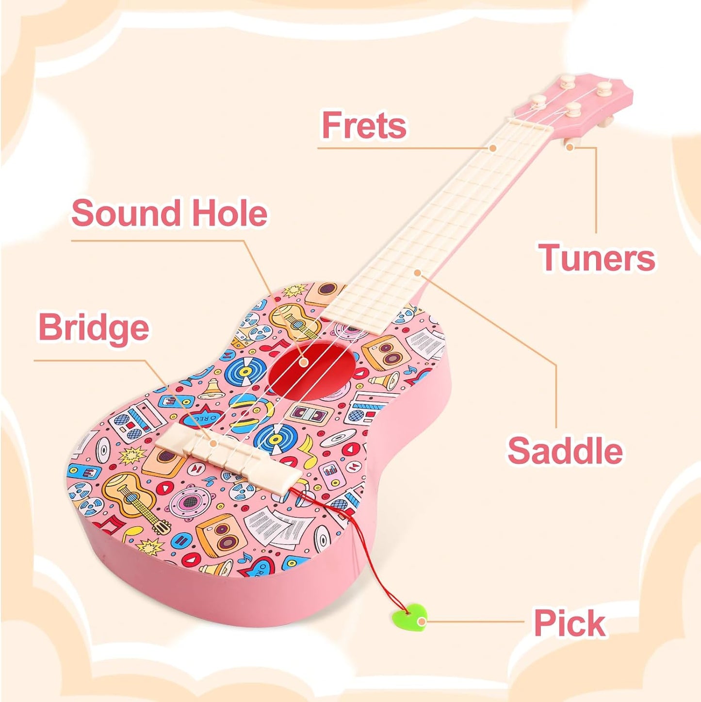 Kids Guitar Toy, Musical Instruments Learning Educational Toys, Guitar Toys Toy for Toddler Kid Girls Children Age 4 5 6 7 8 9 10 Year Old
