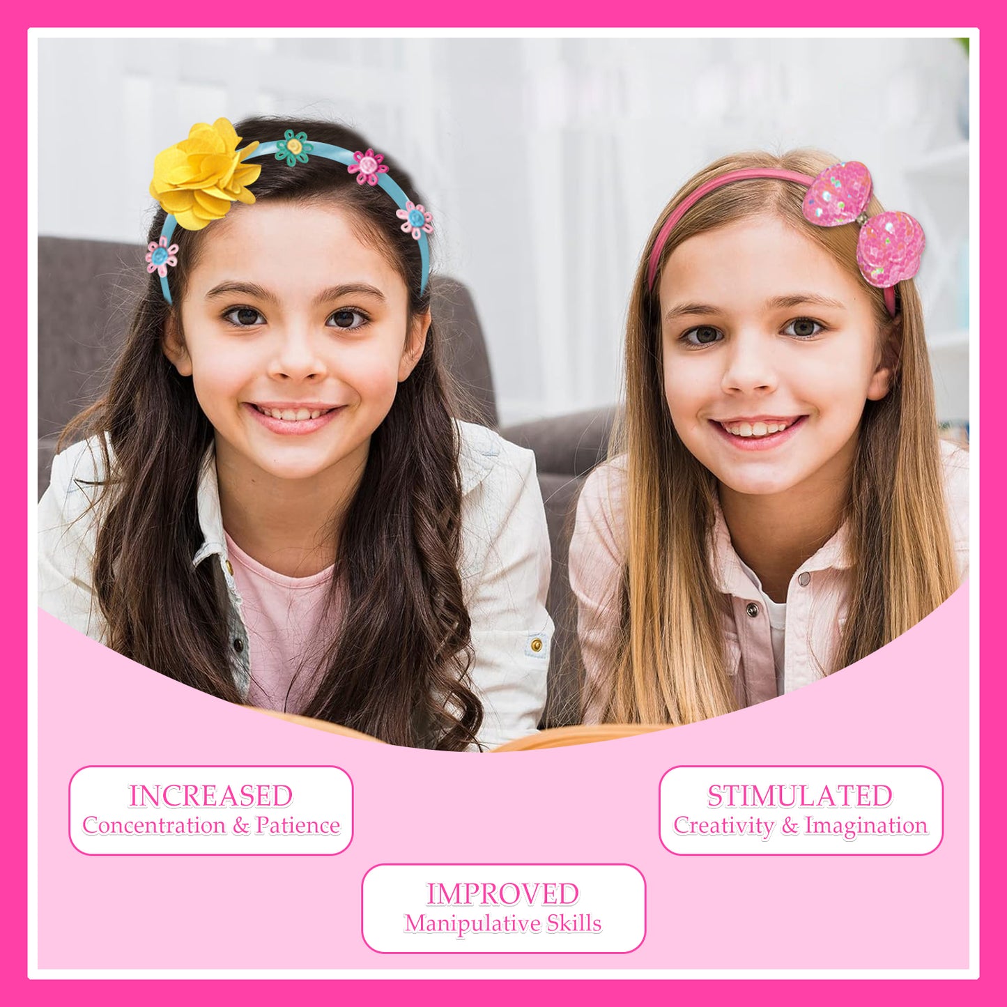 Kids Arts and Crafts Toys for Girls 3-6 Years, Headband Making Kit Toys for 3 4 5 6 7 8 9 10 Year Old Girls, Gifts for Girl Toys 8-11