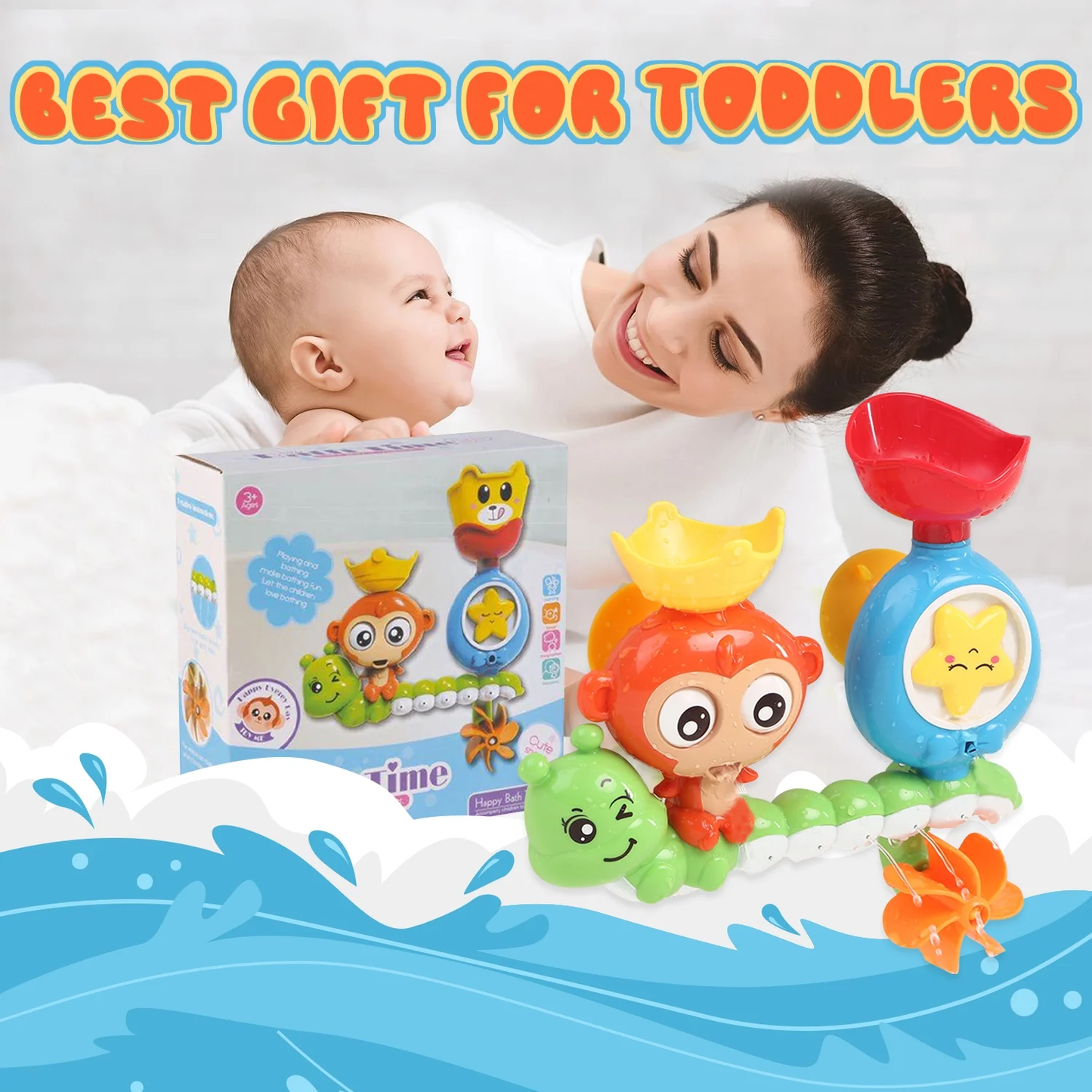 Bath Toys for Toddler 1 2 3 Year Old, Bathtub Water Toys for 1-3 Years Boy Girls Easter Toy Gifts