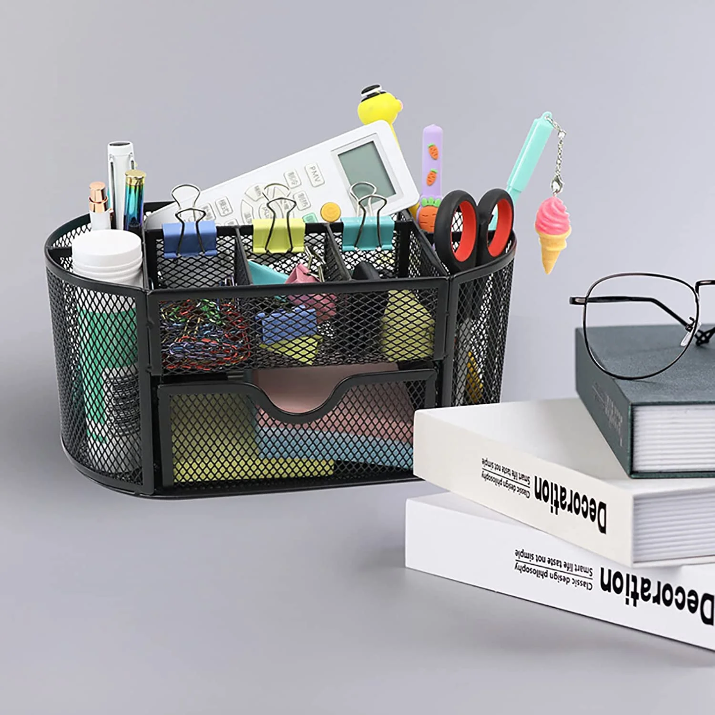 Office Desk Organizer Black Mesh Pen Storage Case for Home and Office Supplies Desk