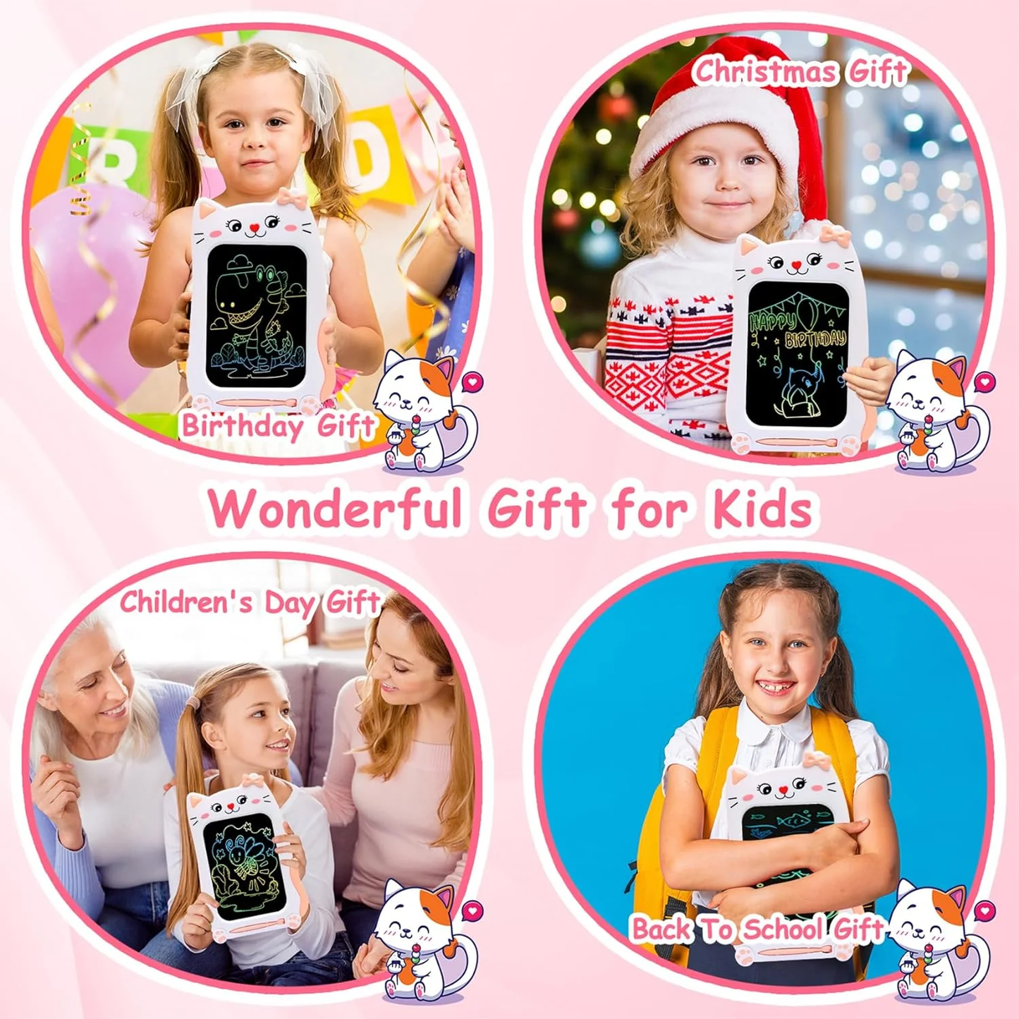Drawing Board Toys for Girls 3-5, Writing Table Educational Toys for Girls Ages 2 3 4 5 6 Years Old Gifts（8.5in）