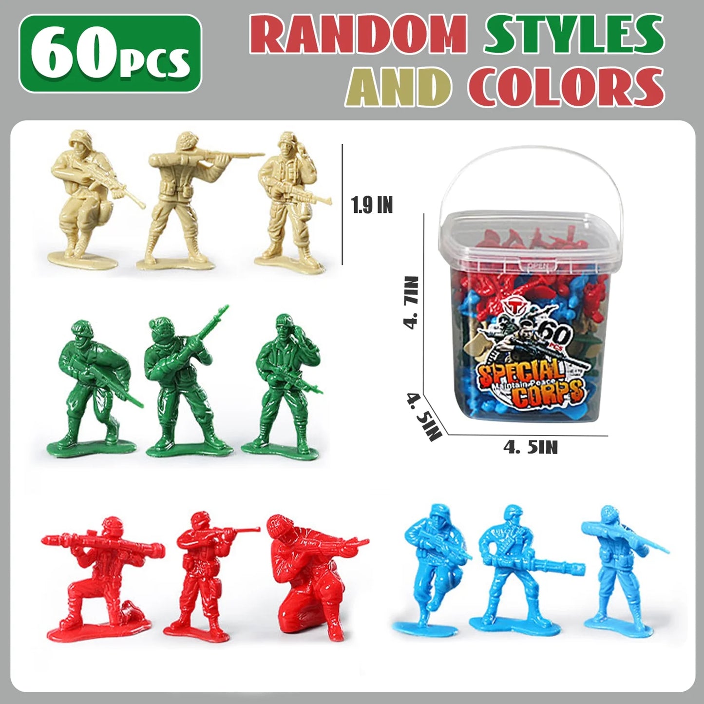 60 Pcs Army Men Toy, Toy Soldiers Action Figures for Boys, Military Toys for Boys 3-6 Years
