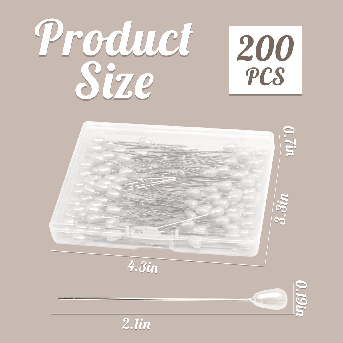 Style-Carry 200 Pack White Pearl Head Straight Pins, Pearl Head Corsage for DIY Craft and Sewing Supplies,Wedding Flower Decorations