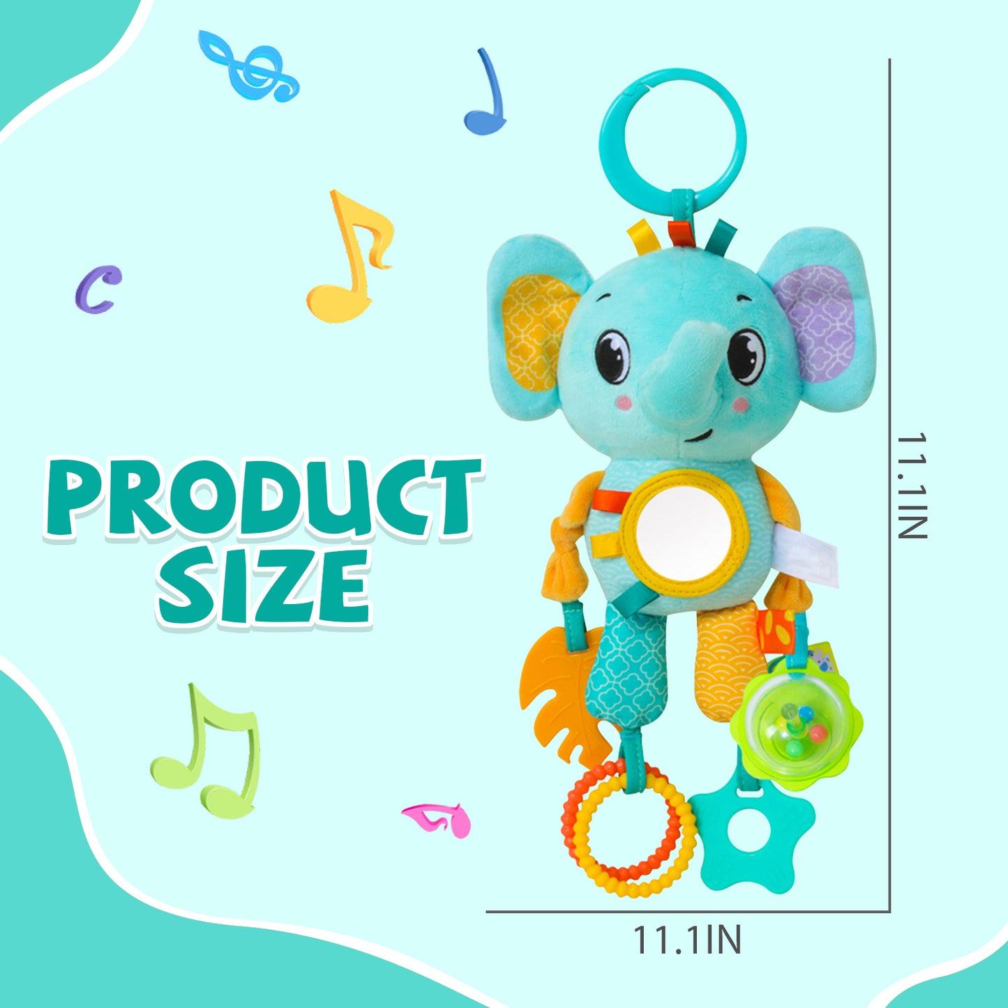 Sensory Toys for Baby 3-6-12 Months, Toy for Carseat with Baby Mirror Teether Rattles, Christmas Easter Gifts for 6-12 Months Baby Boys Girls