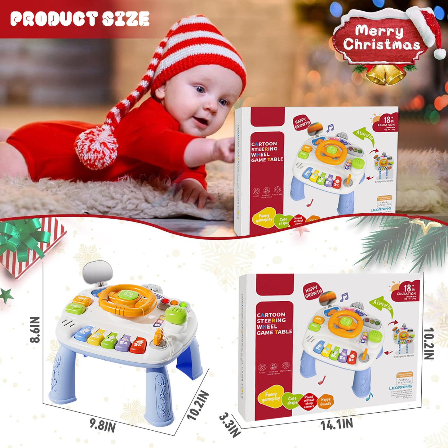 Baby Toys 12-24Months, Baby Busy Board Educational Learning Toy for 1-3 Years Old Toddlers Christmas Gifts
