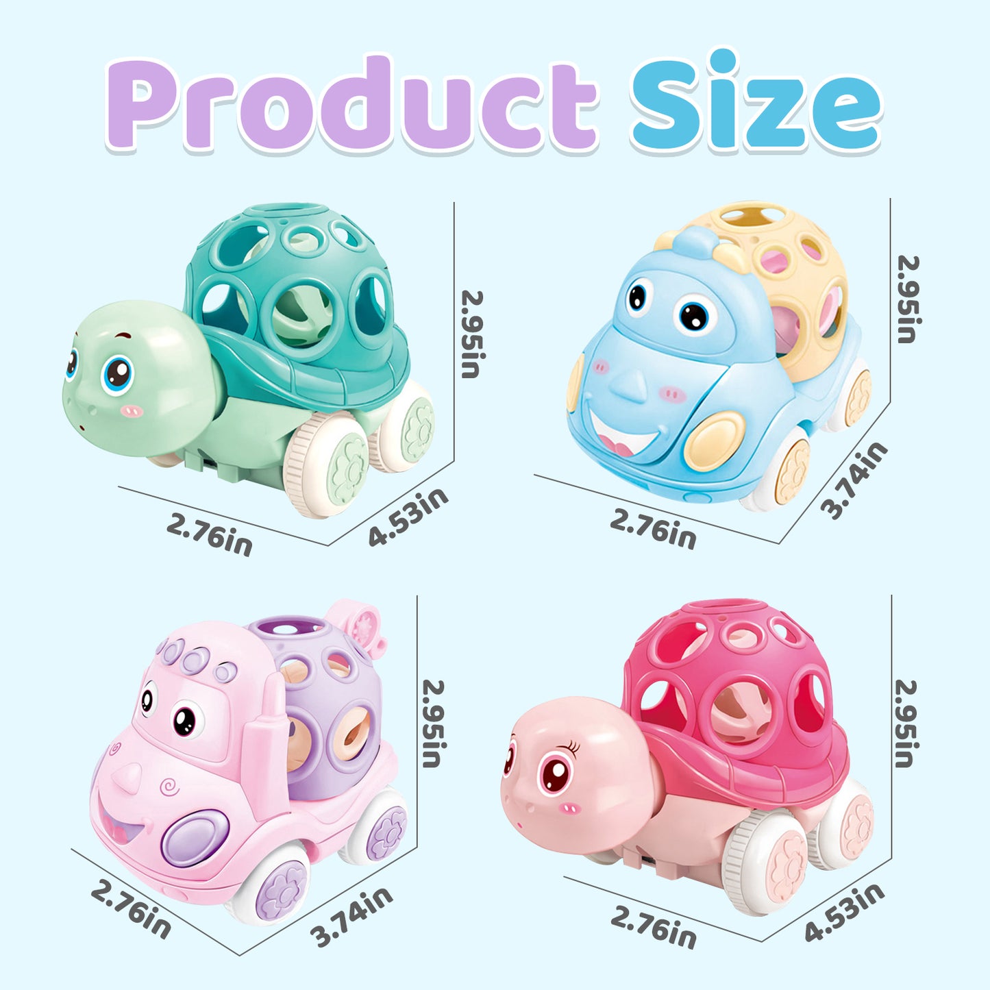 4Pcs Baby Rattle Toys for 6-12 Months, Sensory Rattle Toys for Newborn Infants 3-6-12 Months, Easter Toy Gifts for Baby Boy Girl 1 Year Old