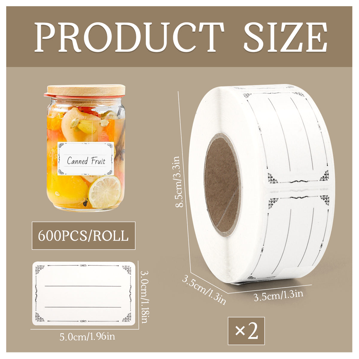 2 Rolls 1200 Pcs Removable Food Labels, 1.2" x 2" Water Oil Resistant Freezer Stickers, for Refrigerator Pantry Containers Jars Jams Bottles