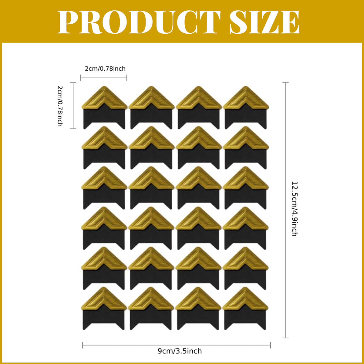 720 Pcs Self-Adhesive Photo Mounting Corners, Black and Gold Picture Corner Stickers for DIY Craft Scrapbook Album Decor Supplies