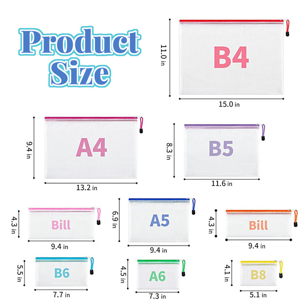 Style-Carry 18Pcs Clear Mesh Zipper Pouch, Waterproof Plastic Document ...