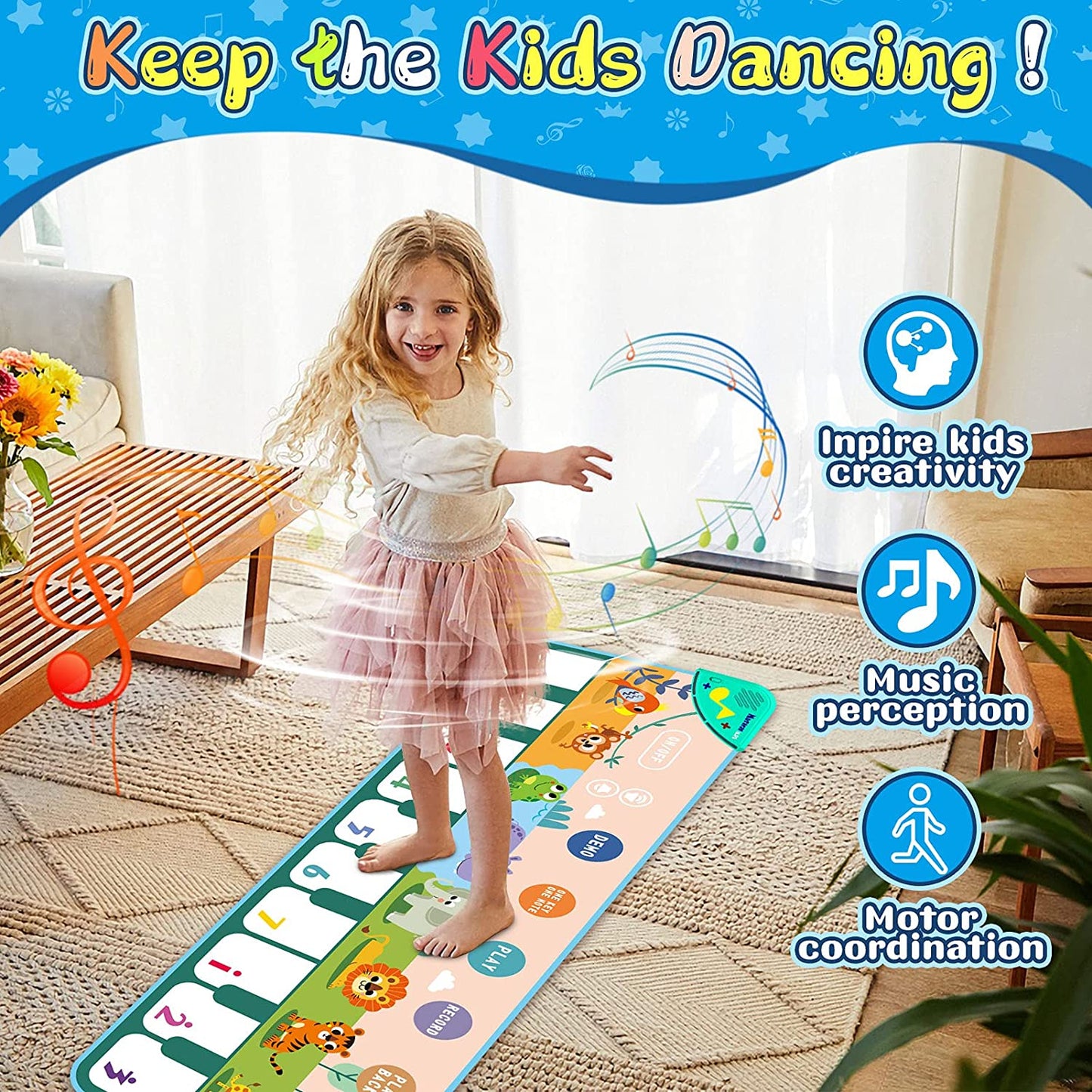 Baby Toys for 12-24 Months, Baby Piano Mat, Music Keyboard Touch Playmat Early Education Learning Musical, Toys for 1 2 3 Years Old Girls Boys