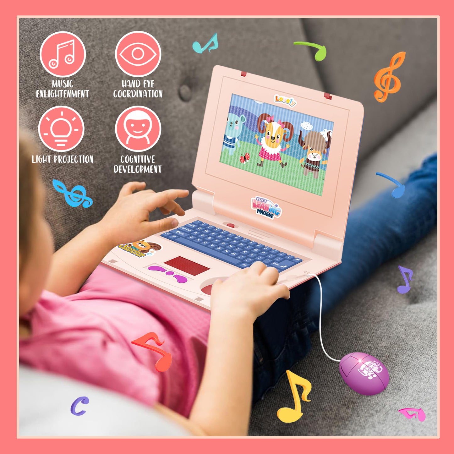 Kids Laptop, Learning Computer Toys for Toddlers 3-5-7 Year Old Girls, Educational Learning Computer Toys for Girls 3 4 5 6 Year Old