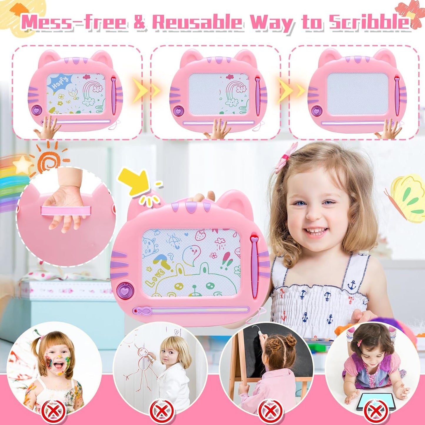 Drawing Doodle Board Toys - Learning Toys for 3 4 5 6 Years Girls - Toddlers Toys for Girls 3-6 Years - Educational Birthday Gifts