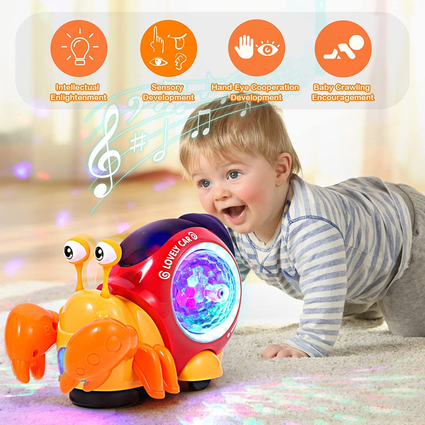 Baby Toys 6-12 Months, Musical Crab Crawling Toys, Educational Learning Toys, Toddler Toys for 12-24 Months