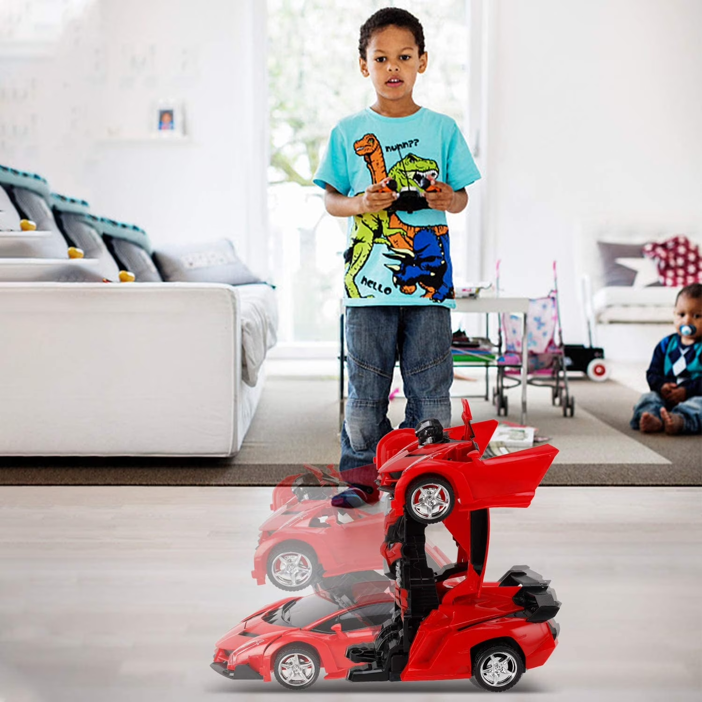 INvench Transformer Car Toys for 4 5 6 7 8 Year Old Boys, Remote Control Car Toys for Kids Christmas Gifts