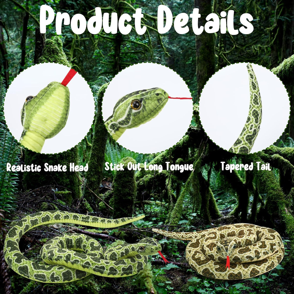 Stuffed Animal for Kids, Snake Stuffed Animals Plush Toy Gifts for Kids Boys Girls, Home and Animals Party Decor (67 inch)