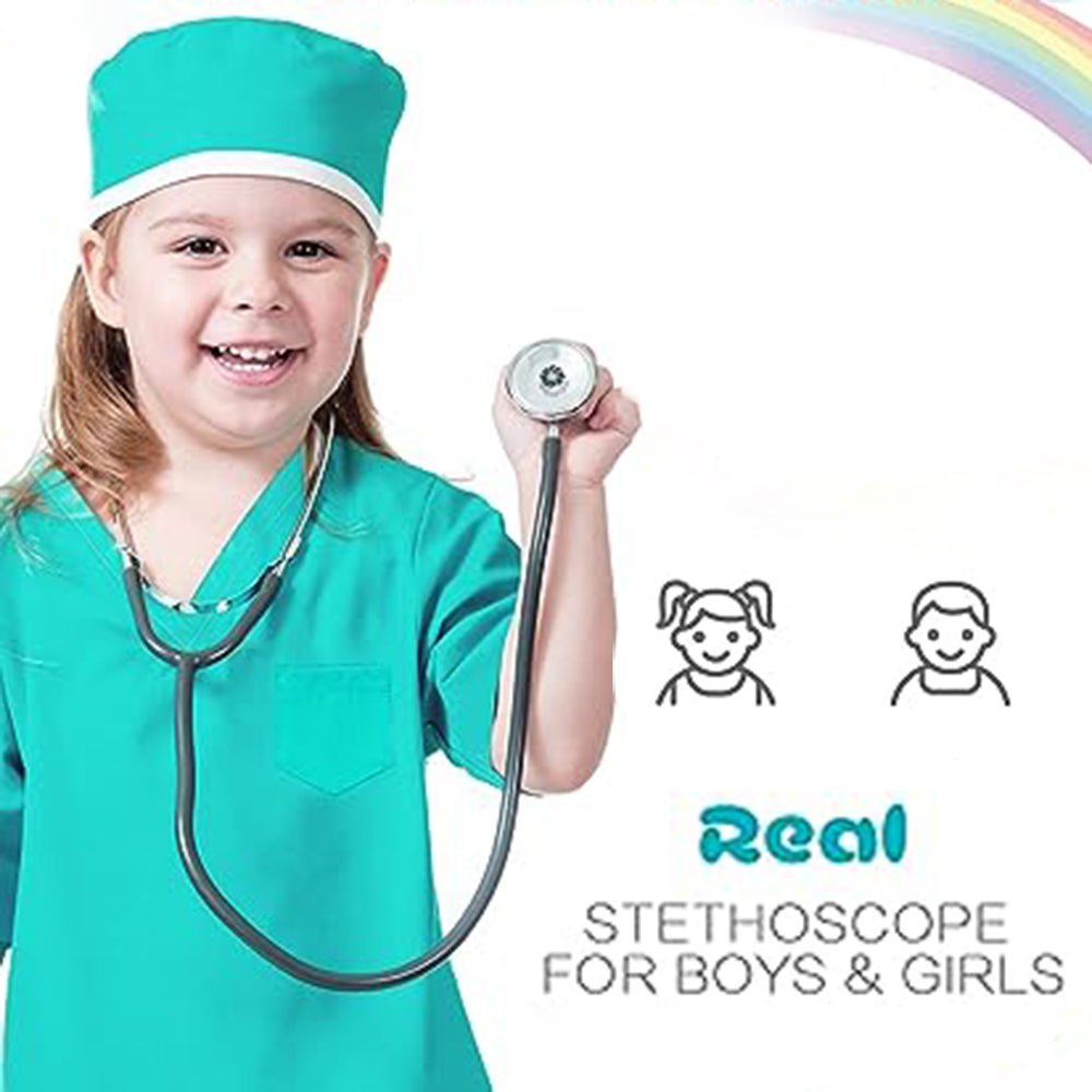 Style-Carry Doctor role play for kids come with scrubs pants and accessories, suitable for boys and girls aged 8-11 years old